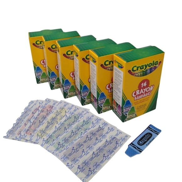 Crayola 6 pack Kids First Aid Adhesive Band-Aid Bandages Crayon Design New - Picture 2 of 5